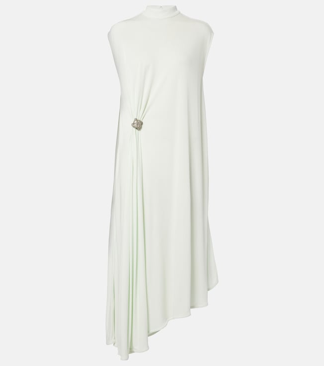 Knot gathered crêpe jersey midi dress | Bottega Veneta