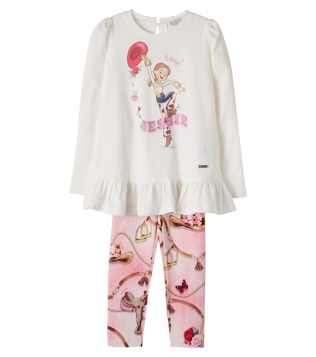 Printed cotton-blend T-shirt and leggings set | Monnalisa
